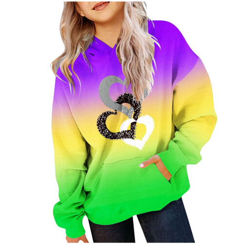 Girls Tie-Dye Hoodie Oversized Pullover Pocket 2-14 Years