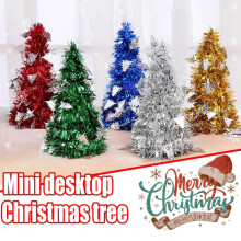 Red Tinsel Mini Christmas Tree 10 Inch Artificial Decor