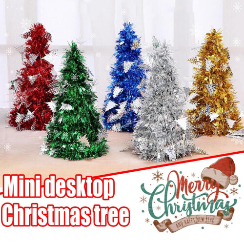 Red Tinsel Mini Christmas Tree 10 Inch Artificial Decor