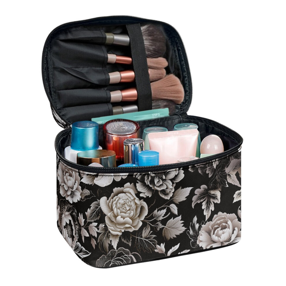 Makeup Bag Travel Toiletry Bag Cosmetic Toiletry Bags (8.86"x6.5"x5.9") Wide-open Floral