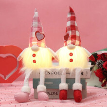 TETOU Gnomi decorativi per San Valentino Peluche con luci Gnomi elfi svedesi dalle gambe lunghe che si illuminano in primavera Tomte, ornamento
