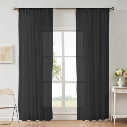Sheer Curtains Solid Color Lightweight 2-Pack