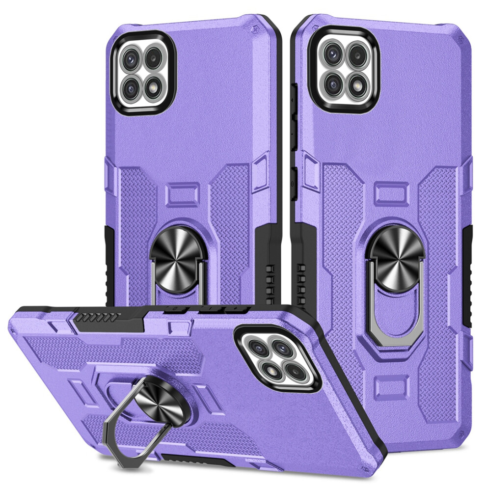 Rugged Defender Case For Samsung Galaxy A22 5G (6.6") – Anti-Drop, Non-Slip, Ring Holder, Kickstand, Anti-Fingerprint – Compatible With Purple 9340959343980