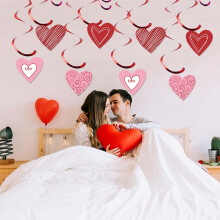 8pcs Red Heart Swirl Ornaments - DIY Non-Woven Hanging Decor for Valentine’s Day, Wedding, Door Curtain; Romantic Home Accents, Durable Party Favors