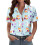 Women's Button-Down Shirts, Short Sleeve, V-Neck,-Orange M 4