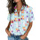 Women's Button-Down Shirts, Short Sleeve, V-Neck,-Orange M 5