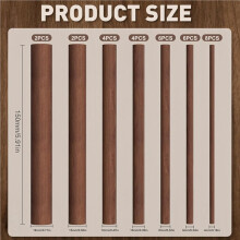 64Pcs 7 Size Walnut Wooden Dowel Rods 6 Inch Long Wooden Dowel Rods Sticks 4/6/8/10/12/15/18mm Wood Sticks
