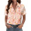 Women's Button-Down Shirts, Short Sleeve, V-Neck,-Green XL 6