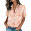 Women's Button-Down Shirts, Short Sleeve, V-Neck,-Orange M 7