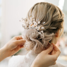 Peigne à cheveux de mariée en 2 pièces – Strass dorés et argentés