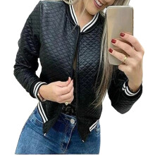 Leichte Piloten-Steppjacke für Damen mit Reißverschluss-Schwarz L