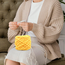 Hand-Dyed Acrylic Yarn - Thick Knitting Wool for Sweaters Scarves DIY Craft Projects Color-Changing Fiber 100g Skein(Yellow)