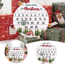 Calendrier de l'Avent en bois de 26,7 cm (10,5 pouces), compte à rebours 2024, décoration murale/de bureau, date numérique, cadeau de Noël