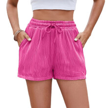 Women's Solid Drawstring Shorts Elastic Waist with Pockets