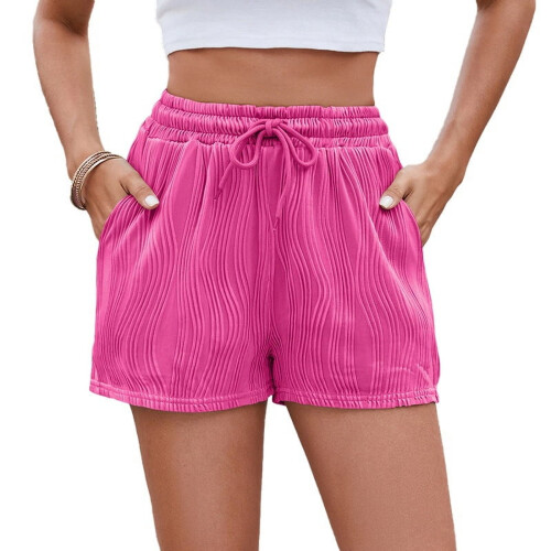 Women's Solid Drawstring Shorts Elastic Waist with Pockets