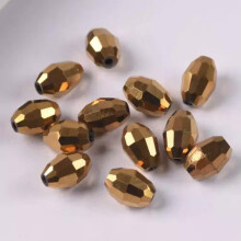 Cuentas sueltas de cristal facetado ovaladas Rugby de 8x6 mm, 10x8 mm y 13x10 mm, lote al por mayor - 44# Metal dorado - 8x6 mm (30 piezas)