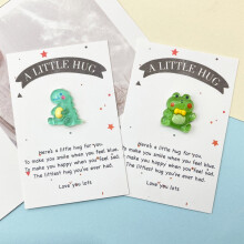 Valentine Day Gifts,Cute Little Dinosaur Frog Pocket Hug Greeting Card, Cute-Shaped Crystal Jewelry Gift,Wholesale Jewelry with Card