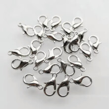 50 fermoirs mousquetons en forme de pince de homard, or/argent/bronze/noir, 10/12/14/16/18/21 mm - Platine - 23 x 12 mm