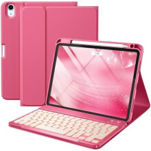 Compatibil cu husa iPad Air de 11 inch/10,9 inch (generația a 5-a/a 4-a, M3/M2), cu tastatură detașabilă iluminată din spate, husă tip folio