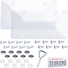 2 PCS Clear License Plate Covers, Unbreakable Novelty Licenses Plate Protect, License Plates Frame for Car Tag, Front and Back with Screws Caps