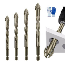 Relaxrich2025 Forets à dents de scie 4 cannelures améliorés (4 pièces : 6/8/10/12 mm), multifonctionnels haute résistance, compatibles avec