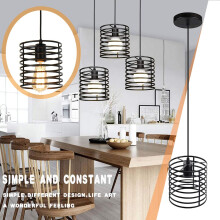 Vintage Industrial Iron Cage Pendant Lamp, E26 Base, Black Metal Loft Hanging Light – Compatible with E26 bulbs