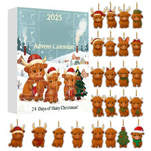 Calendrier de l'Avent Adorable24-Day West Highland Bull – Ornements en acrylique 2D, compatibles avec les sapins de Noël, les portes, les murs et