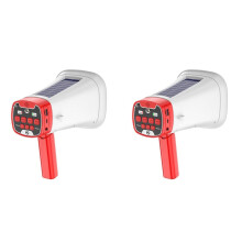 2X Zonne-Megafoonluidspreker, Draagbaar, Draadloos, BT PA-Bullhorn, Opnameluidspreker voor Buiten, Multifunctionele Draagbare Versterker, C