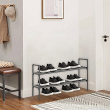 Étagère à chaussures en plastique à 3 niveaux – Rangement gain de place pour entrée, placard, chambre, salle de bain – Montage facile,