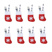 Juego de 10 calcetines pequeños y vajilla, soporte para cubiertos navideños, calcetines decorativos pequeños, color rojo.