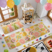 Easter Kitchen Mat Set Non-Slip Floor Rugs, Spring Holiday Kitchen & Laundry Room Decor, Festive Easter Party Decor, Easy-Clean Mats for Home