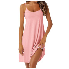 Sexigt långt nattlinne med inbyggd BH för kvinnor, plus size, loungewear, rosa, storlek XXL