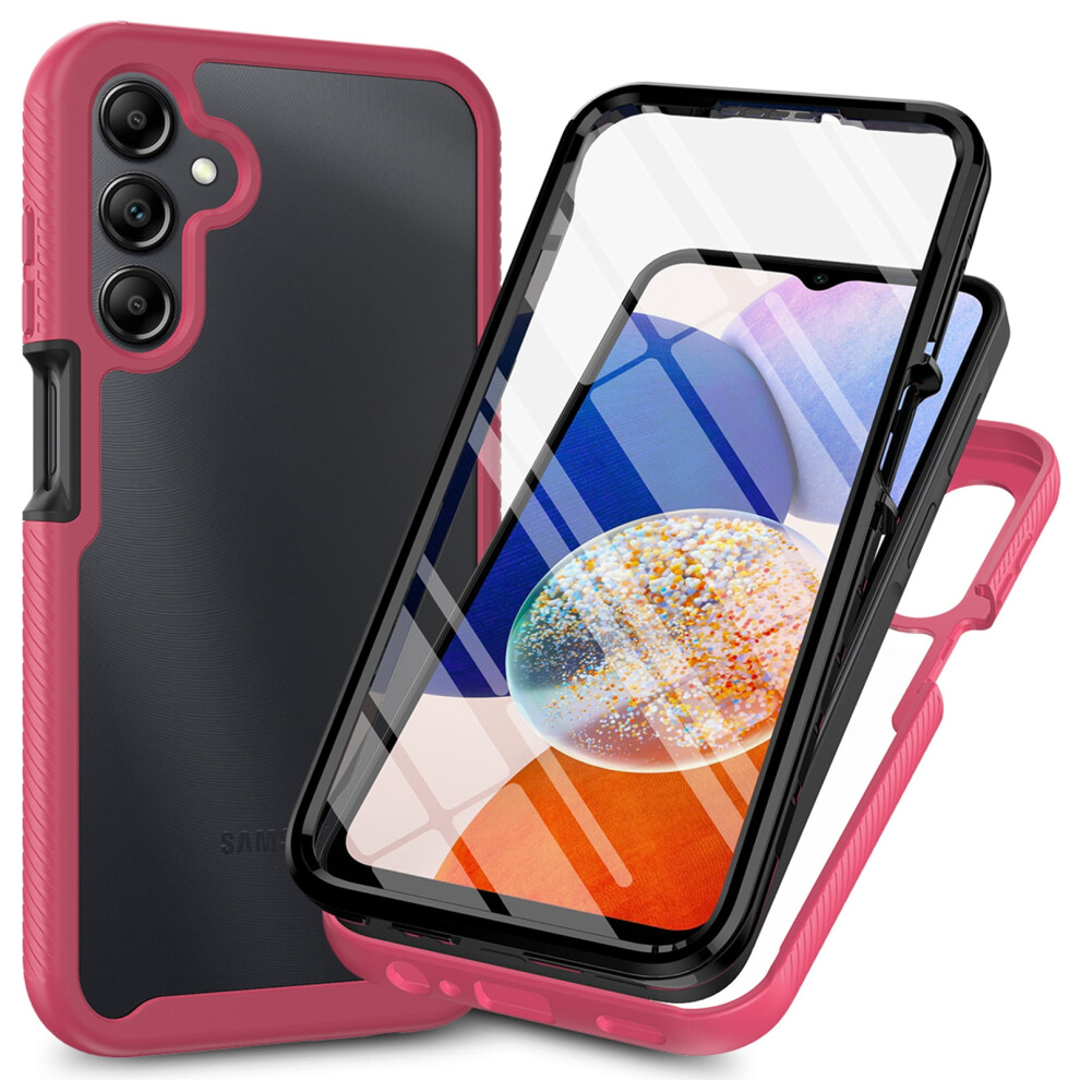 Galaxy A15 5G Case With Built-In Screen Protector Â Shockproof Rubber Hybrid, Crystal Clear Pc Back, Compatible With Samsung Galaxy A15, Pink 9448990712151