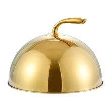 Stainless Steel Food Cover Protection Portable Reusable Versatile Serving Plate Dish Dome Basting Cover for Dining Table Home Gold Inner Dia30cm