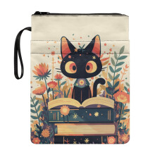 Cat Pattern Waterproof Polyester Book Cover Sleeve – Washable Bible/Textbook Carrying Bag for Students, Compatible with Standard Sizes