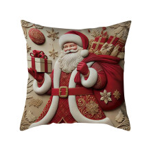 Housse de coussin rouge de Noël 45 x 45 cm, décoration de Noël