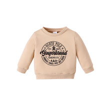 (18-24 Months, Khaki) Kinder-Sweatshirt mit Buchstabenprint, Langarmpullover, Herbstoberteile für Kleinkinder und Babys, süße Herbstkleidung