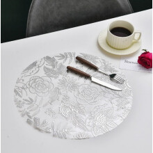 Tapis de table rond transparent en PP à motif floral (2 pièces)