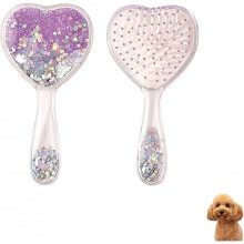 Small Dog Brush for Shih Tzus, Yorkies, Maltipoos, Maltese – Glitter Purple Massaging Comb for Dogs, Cats & Rabbits (All Hair Types)