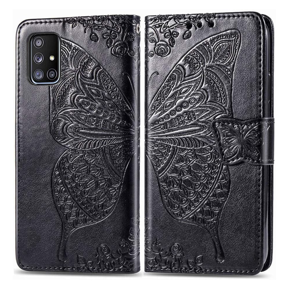 Compatible With Samsung Galaxy A71 5G Wallet Case Â Butterfly Leather Flip Folio With Kickstand, Magnetic Closure & Card Holder Black 9422877451036