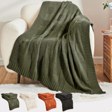 Acrylic Blanket 63x51.18" Acrylic Knitted Blanket Black Boho Sofa Cover for Camping Napping Gifts(1Pcs)