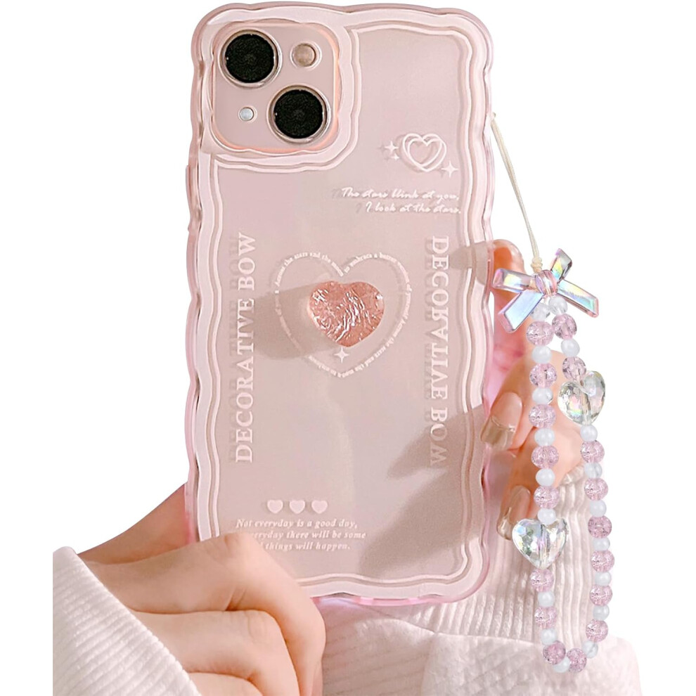 Compatible With Iphone 14 Plus Â Cute 3D Heart Slim Clear Case, Aesthetic Camera Lens Protection + Charm Pink 9422877942695