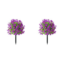 Konstgjorda buxbombollar med violetta blommor, set med