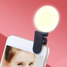 Rechargeable Selfie Ring Light, Portable Clip-on LED Light, Adjustable Brightness for Phone, Laptop, Makeup and Live Streaming