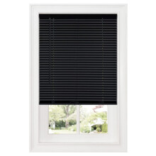 1" Vinyl Room Darkening Cordless Blinds, 64"L x 48"W, Manual Pull-Up Blackout Privacy Blind, Ceiling/Outside Mount, Solid Black