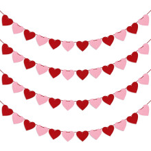 4-balenie girlandy z plsti so srdiečkami, 9,8 stôp, červeno-ružový závesný banner na Valentína, svadbu, výročie – kompatibilné s Dňom