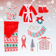 Christmas Doll Clothes Set with Pajamas and Sleeping Bag
