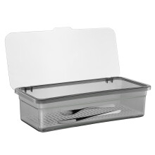 Plateau de rangement pour couverts avec couvercle, idéal pour la cuisine.