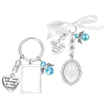 Pendentif élégant avec photo et cabochons ovales en verre, pendentif cœur et rectangle pour bouquet de mariée