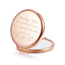 Gifts for Niece, Personalized Compact Mirror, Unique Small Christmas Stocking Stuffers Gift for Her (Rose Gold)